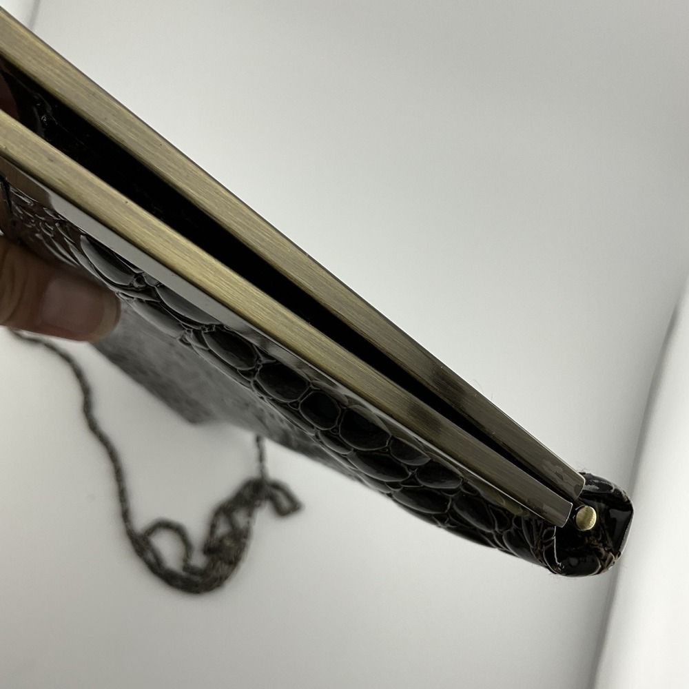 Jessica McClintock Vintage Clutch Patent Leather Crossbody Purse Retro 80s 11 in - Picture 15 of 16
